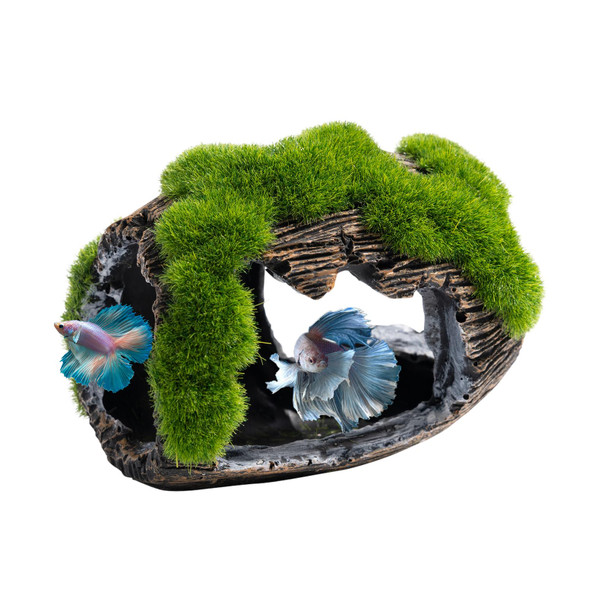 Swirge Betta Broken Barrel Decor Fish Tank Accessories Resin Fish Hide Cave Aquarium Decoration Fish Tank Toys Hole Accessories (Small)