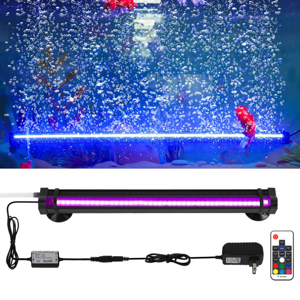 Szminiled Submersible Aquarium Light Fish Tank Light With Air Bubble Hole Rgb Color Changing Brightness Adjustable Ip68 Waterproof Remote Control Led Light For Aquarium Fish Tank 20 Inch