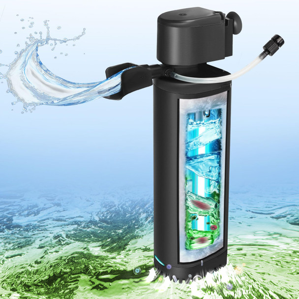 Tararium Aquarium Filter U-V For 20-75 Gallon 200Gph Fish Tank Filter W/ 5W U-V Light Green Clean Machine Submersible Powerful Pump Internal Filter For Turtle Tank Saltwater Freshwater Crystal Clear