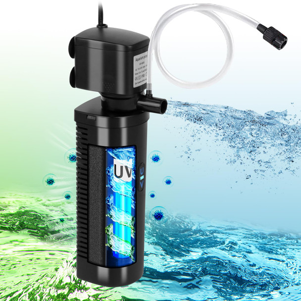 Tararium Aquarium Filter For 40-150 Gallon Tank U-V Fish Tank Green Clean Machine Submersible Powerful Pump Canister Filter 400Gph For Pond Turtle Tank Saltwater Freshwater Crystal Clear Green Killing