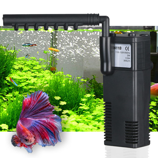 Tararium Aquarium Filter Small Betta Fish Tank Filter For 2-15 Gallon Silent 4-In-1 Adjustable Air Flow Fish Turtle Shrimp Tank Filter Submersible Aquarium Internal Filter 79 Gph Biochemical Rainwater