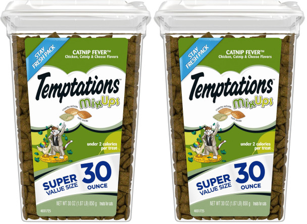 Temptations Cat Treats Classic Crunchy And Soft Cat Treats Catnip Fever Flavor Catnip Treats 30 Oz. Tub