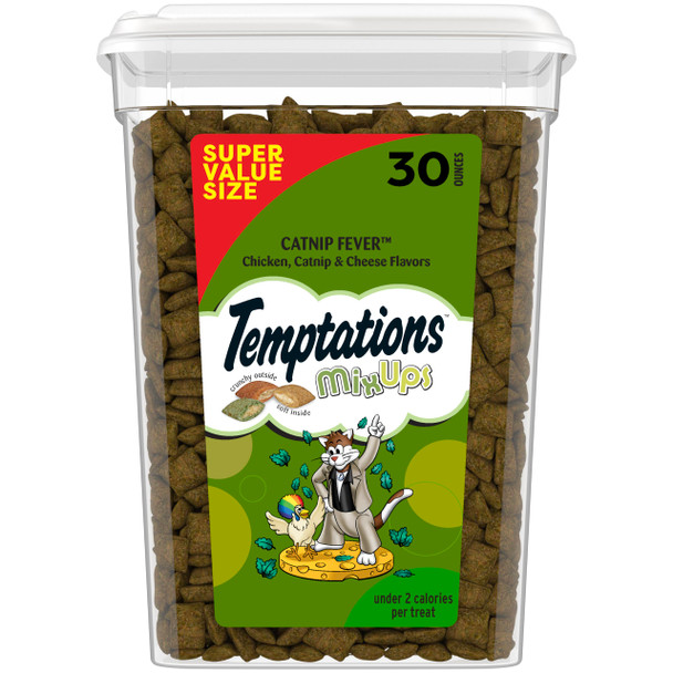 Temptations Cat Treats Classic Crunchy And Soft Cat Treats Catnip Fever Flavor Catnip Treats 16 Oz. Tub