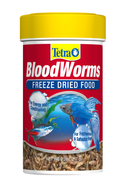 Tetra Bloodworms 0.25 Oz Ze-Dried Food For Freshwater And Saltwater Fish Seafood (Pack Of 1)