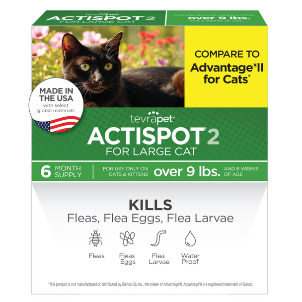 Tevrapet Actispot Ii Flea Treatment For Large Cats 9+ Lbs 6 Doses Powerful Prevention And Control