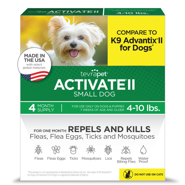 Tevrapet Activate Ii Flea And Tick Prevention For Dogs Small Dogs 4-10 Lbs Topical Drops 4 Months Flea And Tick Treatment