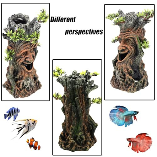 Tfwadmx Fish Tank Tree Trunk Decoration Aquarium Statue Hollow Stump Root Branch Hide Freshwater Saltwater Terrarium Accessories Ornament For BettaFighting Fish Crayfish SuckerfishGuppyShrimp