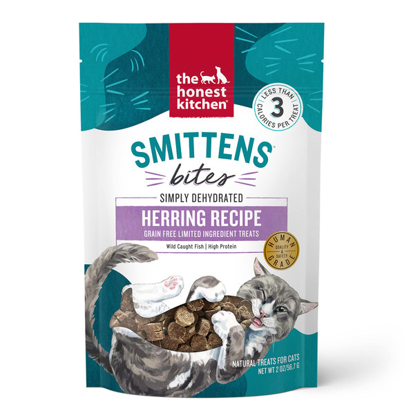 The Honest Kitchen Human Grade Smittens Bites: Heart-Shaped White Fish Cat Treats 1.5 Oz Bag