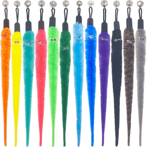 Tienailing Cat Toy Worm Refills 12 Pieces Interactive Cat Wand Attachments Worms Toy For Indoor Cats