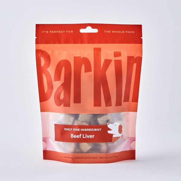 Barkin ze-Dried Raw Single Ingredient Dog Treats, 100% Beef Liver, All-Natural, Everyday Dog Treats, Made in The USA, 3oz.