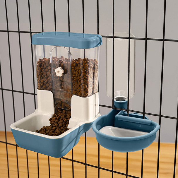 Tokayife Automatic Pet Food Water Dispenser Auto Gravity Pet Feeder Water Bottle Set For Crate Feeding Station For Small Dog Cat Rabbit Guinea Pigs Chinchilla Ferret Hedgehog (Gray)