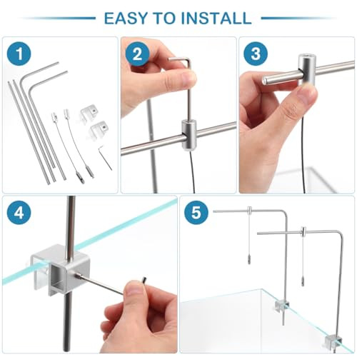 Totority Fish Tank Lighting Holder Bracket Support Aquarium Light Rack Led Light Lamp Aquarium Light Stand Kit Silver