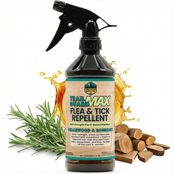 Trail Hound Pet Supply Co. Trail Guard Natural Extra Strength Insect Flea And Tick Spray For Dogs Cats People & Home (16Oz Cedarwood & Rosemary)