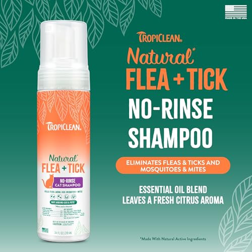 Tropiclean Flea And Tick Waterless Shampoo Treatment For Cats Powerful & Natural Defense Flea And Tick Prevention For Cats Made In Usa 7.4Oz