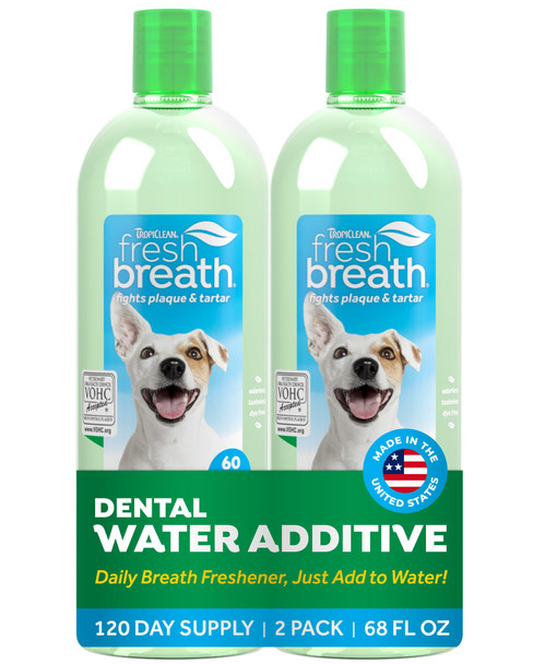 Tropiclean Fresh Breath Water Additive For Dogs Dog Breath Freshener And Teeth Cleaning Solution No Toothpaste Or Toothbrush Required 33.8Oz.