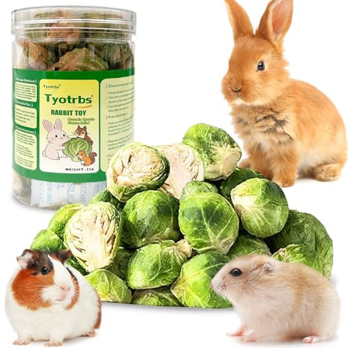 Tyotrbs Hamster Treats Ze Dried Brussels Sprouts Rabbit And Hamster Chew Treats Resealable Jar For Hamsters Bunny Guinea Pigs Groundhogs Natural Fiber Vitamin Snacks ( Rabbits Chinchillas Guinea Pigs)