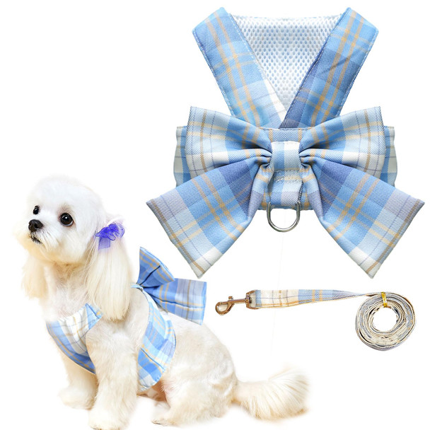Uetzltb Cute Dog Harness And Leash Set With Bow Tie Soft Mesh Plaid Girl Puppy Harness No Pull Pet Cat Dog Vest Harness For Small Dogs Chihuahua Rabbit Outfit (PinkXl)