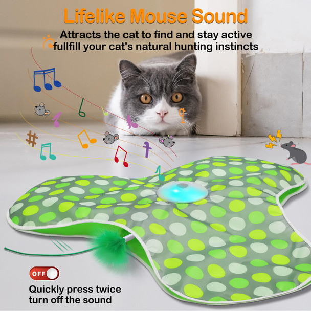 Umosis Interactive Cat Toys RechargeableMoving Concealed FeathersReal Mouse SqueakyTouch Activated Cat Kitten Toy Exercise Toys For Indoor Bored Adult Cats