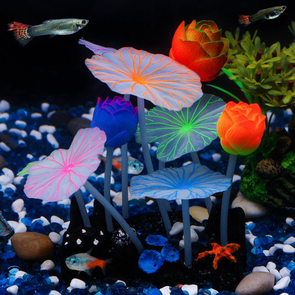 Uniclife Glowing Effect Artificial Mushroom Aquarium Plant Decor Ornament Decoration For Fish Tank Landscape