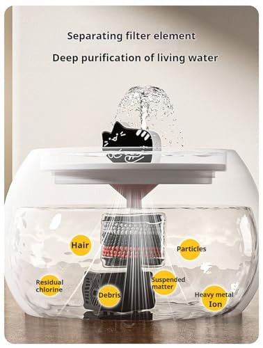 Uniqus Ceramic Cat Water Fountain -50Oz/1.5L Cat Fountain For Drinking- Pet Water Fountain For Cats Indoor - Automatic Water Dispenser Bowl - Cat Feeding & Watering Supplies For Small Dog Black