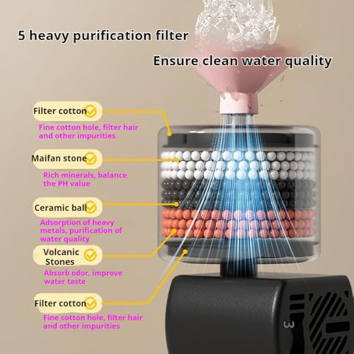 Uniqus Ceramic Cat Water Fountain -50Oz/1.5L Cat Fountain For Drinking- Pet Water Fountain For Cats Indoor - Automatic Water Dispenser Bowl - Cat Feeding & Watering Supplies For Small Dog Black