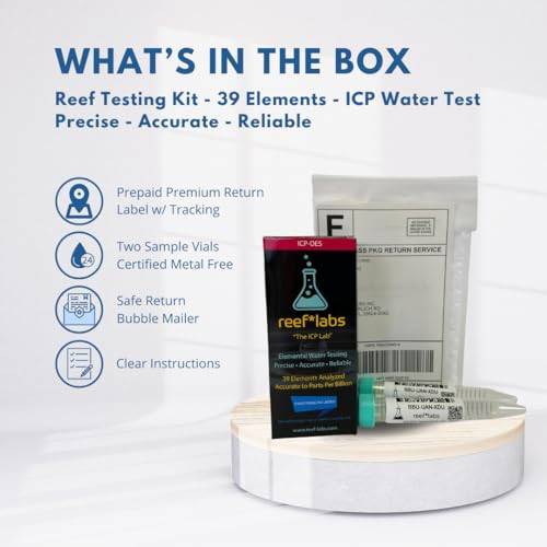 Uniqus Icp Water Test - Elemental Water Test Kit - 45 Elements - Reef Aquarium Test -Icp-Oes - Saltwater Test Kit - Reef Tank Water Test
