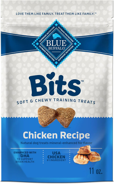 Blue Buffalo BLUE Bits Natural Soft-Moist Training Dog Treats, Chicken Recipe 11-oz Bag