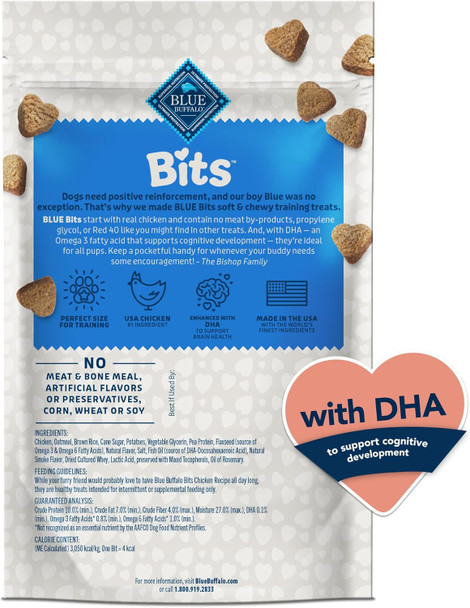 Blue Buffalo BLUE Bits Natural Soft-Moist Training Dog Treats, Chicken Recipe 11-oz Bag
