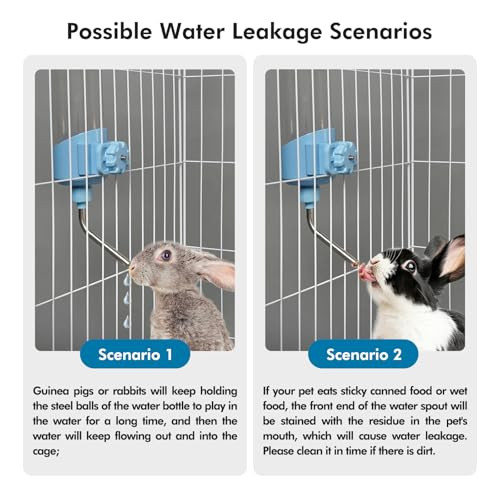 Vannon Top Fill Small Animal Water Dispenser For Cage 23Oz Auto Feeding Crate Water Bottle For Rabbit Chinchilla Ferret Guinea Pig Squirrel Hedgehog Pet Nozzle Diameter: 10Mm Bpa Blue