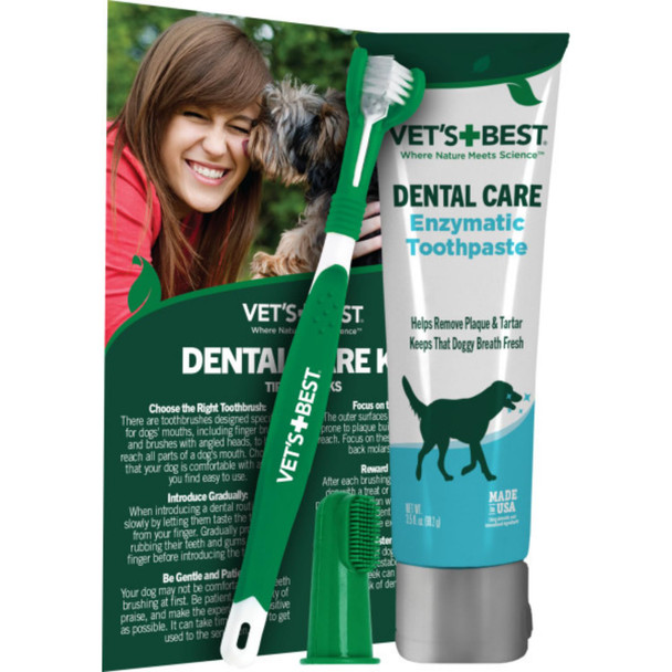 Vet'S Best Dog Toothpaste & Dog Toothbrush Dental Kit Plaque Remover For Teeth Whitens Teeth Freshens Canine Breath Veterinarian Formula Finger Toothbrush Included