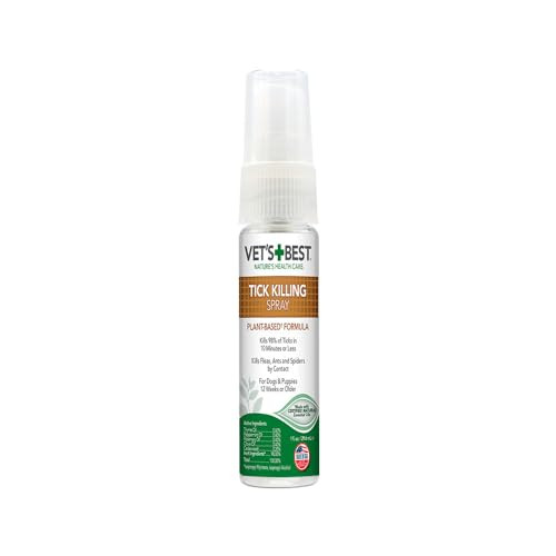 Vet'S Best Vet S Best Tick Spray For Dogs Plant-Based Tick Treatment And Repellent With Essential Oils Dog-Safe Pest Control For Travel And Home 1 Oz Trial Size Made In Usa