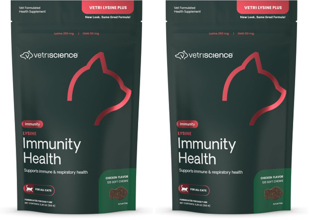 Vetriscience Lysine Immunity Health Chews 250 Mg Immune Supplement For Cats And Kittens With Allergies Sneezing Runny Nose And Watery Eyes Chicken 90 Count