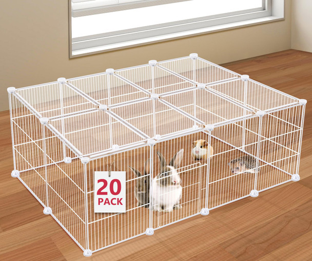Viscoo 12 Panels Small Animal Playpen 48" X 24" X 16" Pet Playpen With Waterproof Mat C&C Cage For Guinea Pigs Puppy Play Pen Bunny Playpen Indoor Outdoor Portable Metal Wire Yard Fence