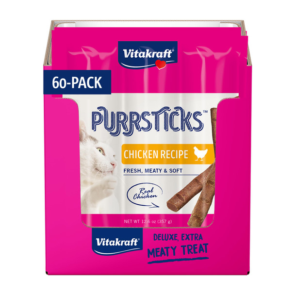 Vitakraft Purrsticks Meaty Cat Sticks - Chicken - Segmented And Breakable Meatstick - Deliciously Tender 6 Count (Pack Of 1)