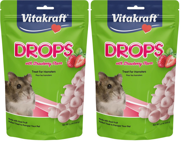 Vitakraft Mini Drops Cherry Banana Treats For Hamsters Rats Mice And Small Pets - Wholesome Small Animal Snacks With Real Fruit Flavor And Nutrient-Rich Goodness - 2.5 Ounce Pack