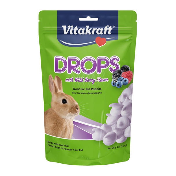 Vitakraft Drops Rabbit Treats With Wildberry Flavor 5.3 Oz Delicious Yogurt-Based Snacks For Rabbits Guinea Pigs Hamsters Gerbils Mice Rats Chinchillas And Other Small Animals.