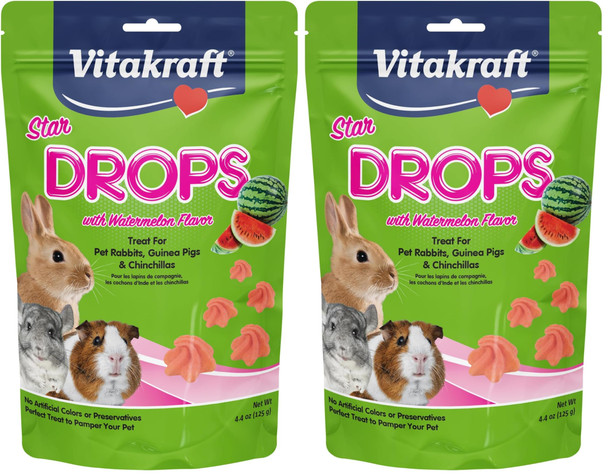 Vitakraft Drops Rabbit Guinea Pig Hamster Treats Watermelon Flavor 4.4 Ounce Bag Delicious Yogurt Enriched Drops With Fruity Flavor Nutritious Small Animal Snacks For Rabbits Guinea Pigs And Hamsters