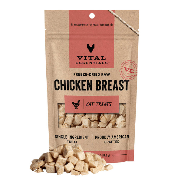 Vital Essentials Ze Dried Cat Treats Chicken Breast Single Ingredient Premium Quality Grain Healthy Treats For Cats 1 Oz Bag