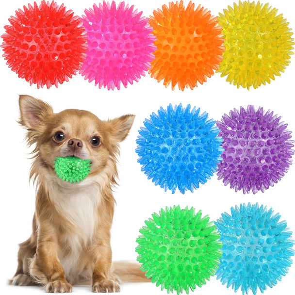 Vitever 3.5 Squeaky Dog Toy Balls (6 Colors) Puppy Chew Toys For Teething Bpa Non-Toxic Spikey Dog Balls For Medium Large & Small Dogs Durable Toys For Aggressive Chewers