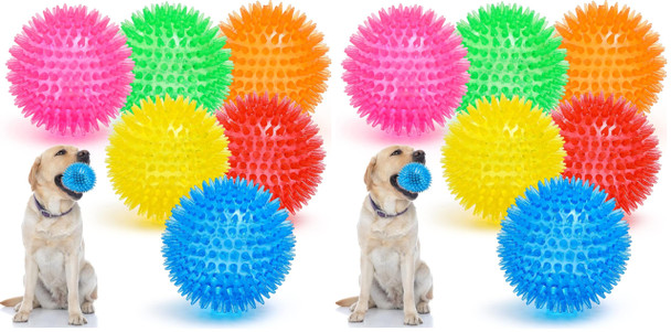 Vitever 3.5 Squeaky Dog Toy Balls (6 Colors) Puppy Chew Toys For Teething Bpa Non-Toxic Spikey Dog Balls For Medium Large & Small Dogs Durable Toys For Aggressive Chewers