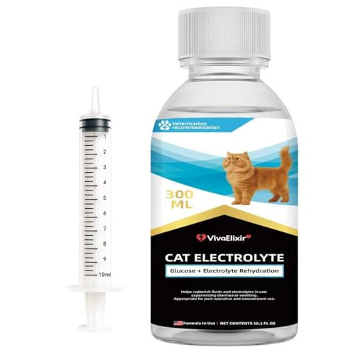Vivaelixir Cat Electrolytes & Hydration - Supports Post-Surgery & Illness Recovery - Immune Support With Electrolytes Glucose For Energy Omega-3 Antioxidants Prebiotics - Oral Syringe - 10.14 Fl Oz