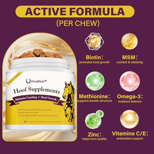 Vivaelixir Hoof Supplements For Horses Horse Supplies Strengthener With Msm Horse Health - Supports Strong Hooves And Optimal Growth Keep Hoof Healthy-150 Chews