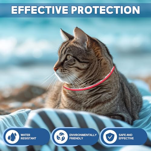 Weallin 4 Pack Collar For Cats- 32 Months Protection Water Resistant Cat Collars For Kitten Small Medium Large Dog- Red & White