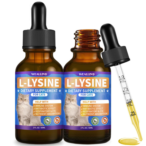 Weallin L-Lysine Supplement For Cats Immune Support For Cats Support For Feline Respiratory Sneezing Runny Nose Eye Function Helps Strengthen Natural Defenses Chicken Flavor (1Pc)