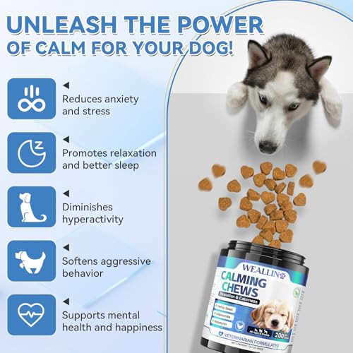 Weallin 200 Pcs Hemp Calming Chews For Dogs 200 Advanced Calming Treats For Dogs With Hemp Oil Melatonin Chamomile For Anxiety Relief Separation Stress Relief - Chicken Flavor
