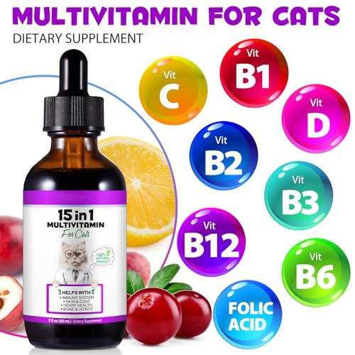 Welosuer 15-In-1 Multivitamin Drops For Cats Cat Vitamins For Immune System Support Skin & Coat Heart Health Bones Joint With Vitamins A B C D E Liquid Supplement For All Life Stages