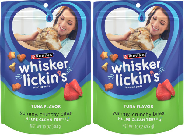 Whisker Lickin'S Purina Cat Treats Crunchy And Yummy Tuna Flavor - (Pack Of 4) 10 Oz. Pouches