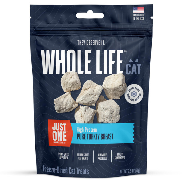 Whole Life Pet Products Whole Life Cat Just One Turkey Ze Dried Cat Treats - Human Grade High Protein Food Healthy Training Snacks Ze Dried Turkey Food Toppers Usa Made Natural Treats - 1.2 Oz (Pack Of 1)