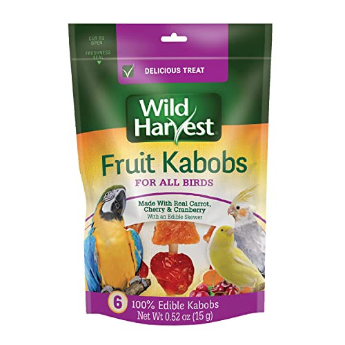 Wild Harvest Fruit Kabobs For All Birds 6 Count Made With Real Carrot Cherry And Cranberry With Edible Skewer 0.52 Ounce (Pack Of 6)