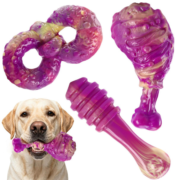 Wintour Tough Dog Toys For Aggressive Chewers 3 Pack Durable Dog Chew Toys For Aggressive Chewers Indestructible Dog Toy To Keep Them Busy For Small Medium And Large Breeds Bacon Flavor Blue